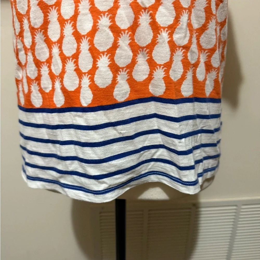 Talbots | Orange and Blue Short Sleeve Tee with Pineapples